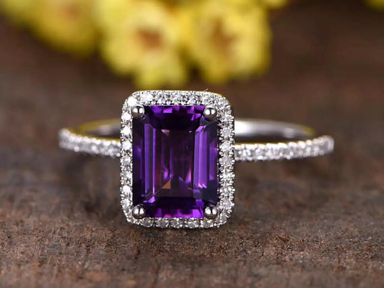 Emerald-Cut Amethyst Ring