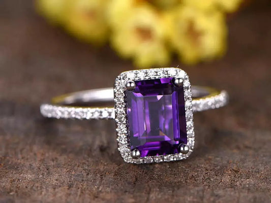 Emerald-Cut Amethyst Ring