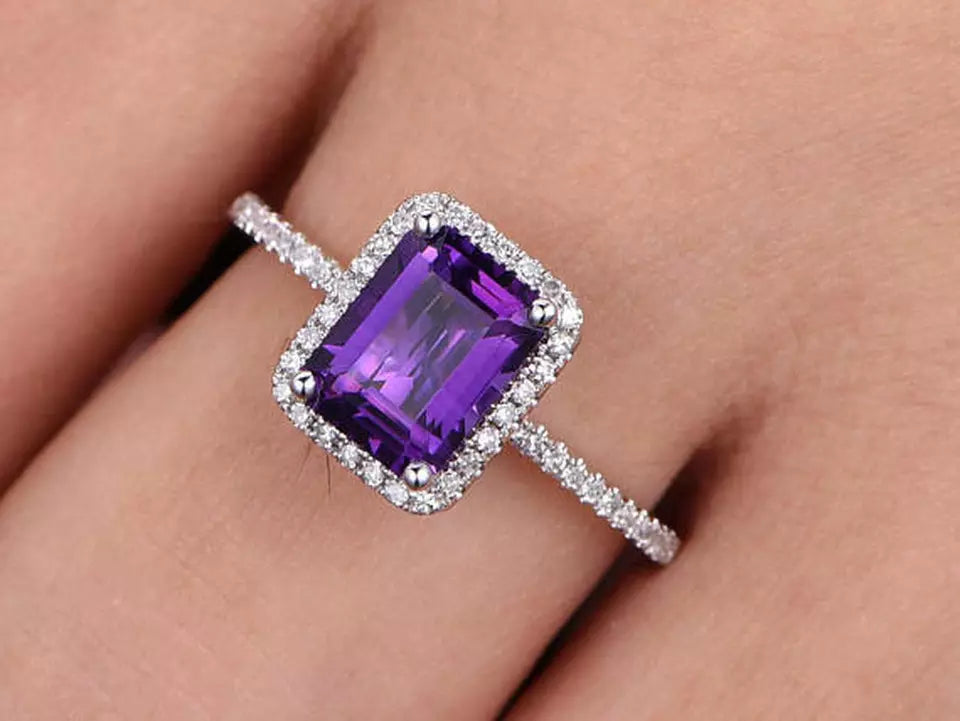 Emerald-Cut Amethyst Ring